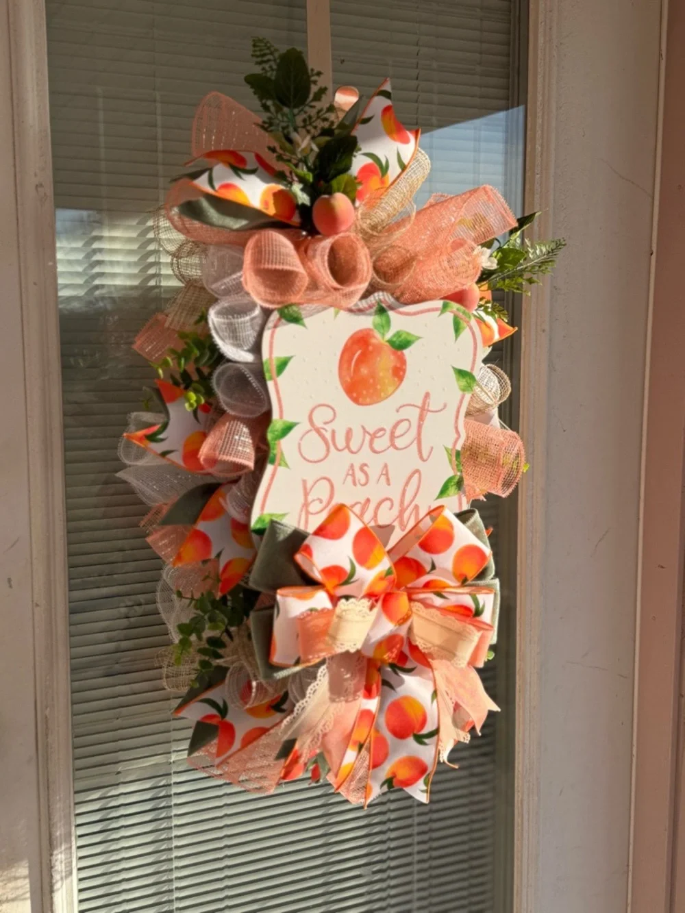 Sweet as a Peach Home Holiday Door Wreath - Peach Color